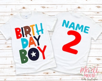 Personalized Birthday Boy Shirt Any Age | Colorful Kids Birthday Party Tee Custom Name Number
