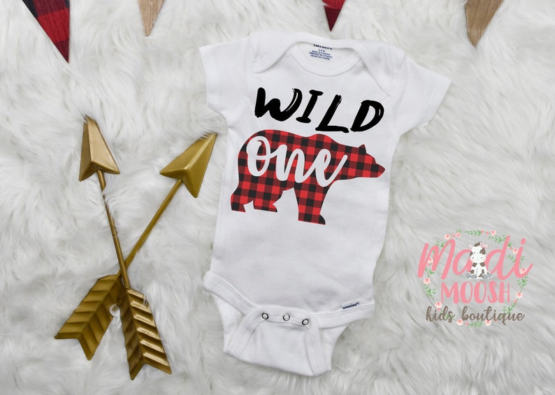 Baby Onesie Baby Boy Onesie Baby Boy Bodysuit Baby Bear Gift 1st Birthday Outfit Baby Bear Bodysuit Wild One Onesie \u00ae