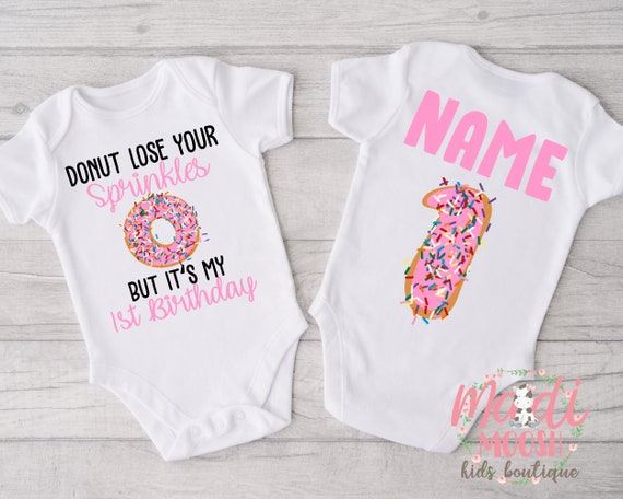 18 months do not grow up first birthday sprinkles donut grow up Donut Bodysuit one donut bodysuit Doughnut birthday shirt Oh Donut donut birthday outfit 1st birthday 