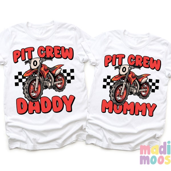 Motorcycle Birthday Shirts | Pit Crew Family Matching Shirts | Mom And Dad Dirt Bike Shirt | Family Birthday Shirts | Motocross Birthday
