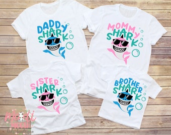 Matching Family Birthday Shark Theme Birthday Shirt, Mom And Dad Shark Birthday Shirt, Matching Family Birthday Shirts, Birthday Shirts