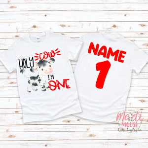 Holy Cow I'm One Birthday Shirt | First Birthday Shirt | 1st Birthday Shirt | Cow Birthday Shirt | Birthday Boy Shirt | Farm Birthday