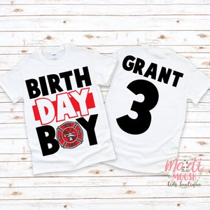 Firefighter Birthday Shirt | Firetruck Birthday Shirt | Boys Birthday T-Shirt | Fire Birthday Shirt | Birthday Boy Shirt