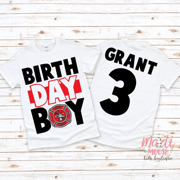 Firefighter Birthday Shirt | Firetruck Birthday Shirt | Boys Birthday T-Shirt | Fire Birthday Shirt | Birthday Boy Shirt