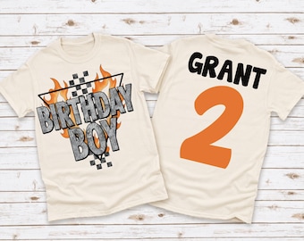 Boys Birthday Boy Racing Shirt, Any Age Bday T-Shirt, Race Car Party Tee, Personalized Name Shirt
