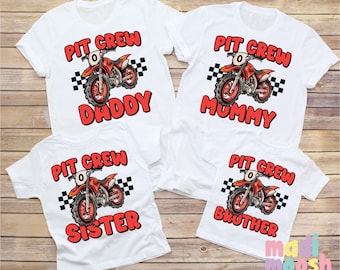 Matchiing Family Motocross Pit Crew Birthday Shirts - Motorcycle Dirt Bike Bday Tees