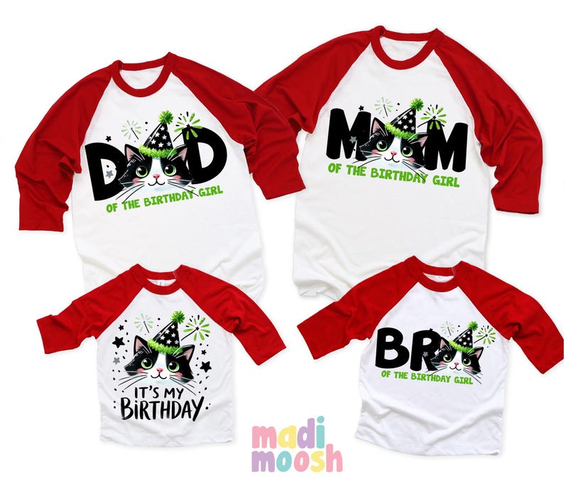Cat Family Birthday Shirts, Cute Cat Themed Birthday Tee, Matching