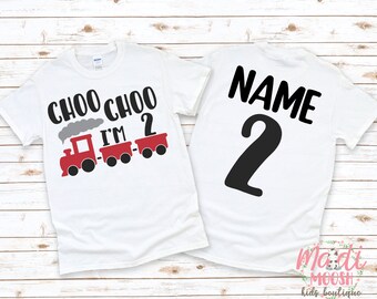 Choo Choo I'm Two Birthday T-Shirt | Train Birthday Shirt | Second Birthday Shirt | 2nd Birthday T-Shirt | Boys Birthday Shirt