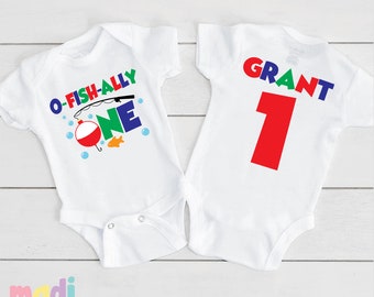 O-Fish-Ally One Boys 1st Birthday Onesie® - Fishing Theme Birthday Bodysuit