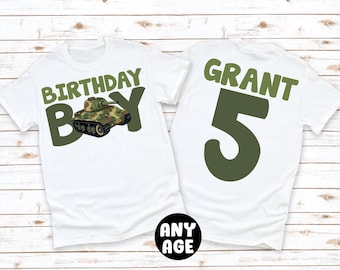 Personalized Military Tank Birthday Shirt: Kids Raglan Tee