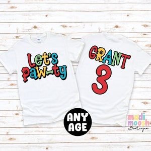 Let&#39;s Pawty Birthday Shirt | Puppy Birthday Shirt | Kids Birthday Shirt | Any Age Birthday Shirt | Dog Birthday Shirt