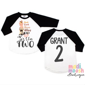 Oink Cluck Baaa Moo Birthday Shirt | Second Birthday Shirt | 2nd Birthday T-Shirt | Farm Animal Birthday Shirt | Cow Birthday Tee