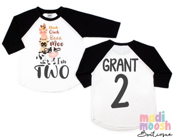 Oink Cluck Baaa Moo Birthday Shirt | Second Birthday Shirt | 2nd Birthday T-Shirt | Farm Animal Birthday Shirt | Cow Birthday Tee