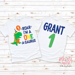 Boys First Dinosaur Birthday Shirt | I&#39;m One Hear Me Roar Tee | 1st Birthday Shirt for Boys | Dino Party Shirt