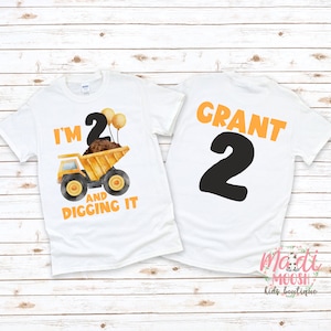 Kids 2nd Birthday Dump Truck T-Shirt. Boys 2 Year Birthday Tee Kids 2nd Birthday Dump Truck T-Shirt. Boys 2 Year Birthday Tee