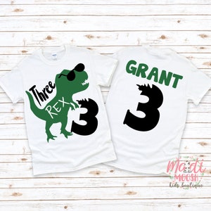 Boys Three Rex Dinosaur 3rd Birthday Shirt| Dinosaur Birthday Shirt | Third Birthday Shirt | 2nd Birthday Shirt | Boys Dinosaur Birthday