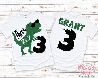 Boys Three Rex Dinosaur 3rd Birthday Shirt| Dinosaur Birthday Shirt | Third Birthday Shirt | 2nd Birthday Shirt | Boys Dinosaur Birthday