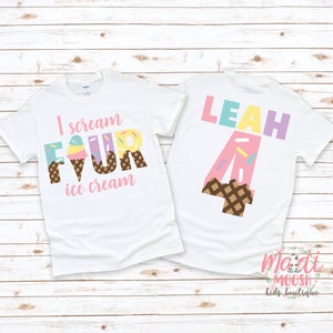 I Scream Four Ice Cream 4th Birthday Shirt | Girls 4th Birthday Shirt | Sprinkles Birthday Shirt | Ice Cream Birthday Shirt | Forth Birthday