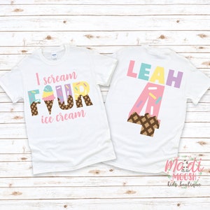 I Scream Four Ice Cream Birthday Shirt | Girls 4th Birthday Shirt | Sprinkles Birthday Shirt | Ice Cream Birthday Shirt | Forth Birthday