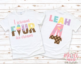 I Scream Four Ice Cream Birthday Shirt | Girls 4th Birthday Shirt | Sprinkles Birthday Shirt | Ice Cream Birthday Shirt | Forth Birthday