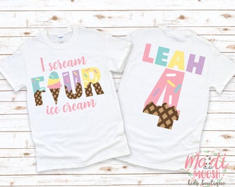 I Scream Four Ice Cream Girls 4th Birthday Shirt - Sweet Bday Fourth Bday Tee