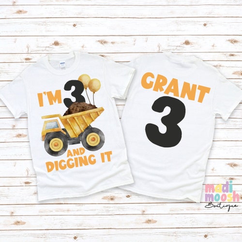 Toddler 3 Years Excavator 3rd Birthday Boys Kids T Shirt Summer Short