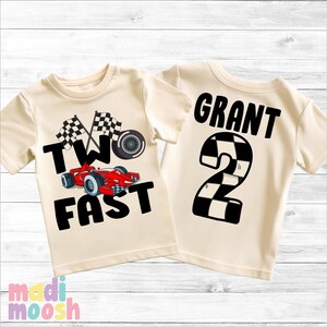 Two Fast Racecar 2nd Birthday T-Shirt | Second Birthday Shirt | 2nd Birthday T-Shirt | Racecar Birthday Shirt | Birthday Boy Shirt