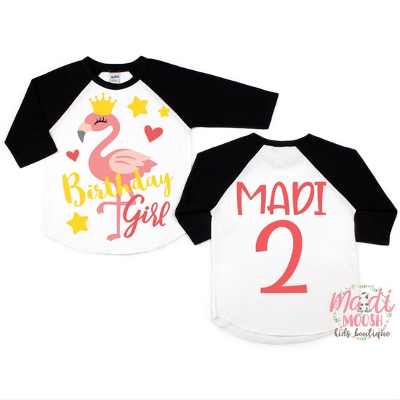 Kids Girls Cute Flamingo Birthday Girl T-Shirt Kids Girls Cute Flamingo Birthday Girl T-Shirt