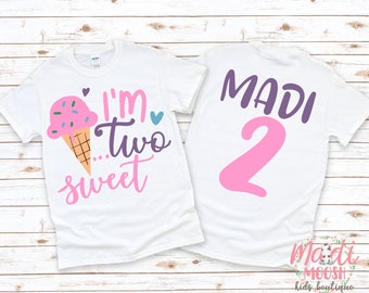 Two Sweet Birthday Shirt | 2nd Birthday Shirt | Ice Cream Birthday Shirt | Ice Cream Birthday Shirt | Girls Birthday Shirt | Sweet Birthday