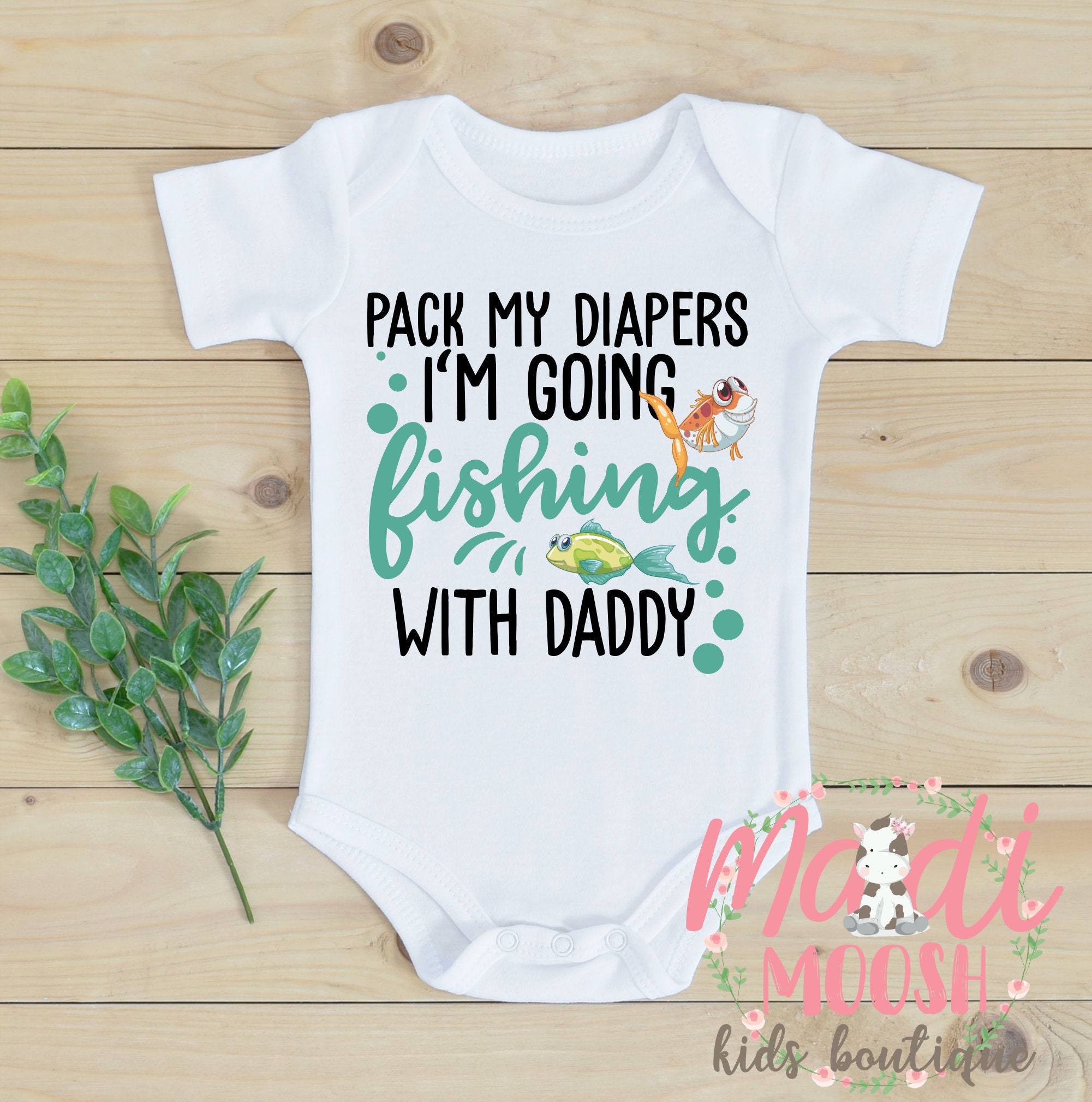 Pack My Diapers I'm Going Fishing With Daddy Onesies® Bodysuit