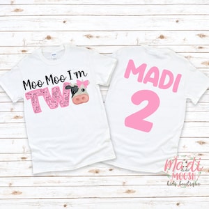 Moo Moo I&#39;m Two 2nd Birthday Shirt | 2nd Birthday Shirt | Cow Birthday Shirt | Second Birthday Shirt | Farm Birthday | Kids Birthday Shirt