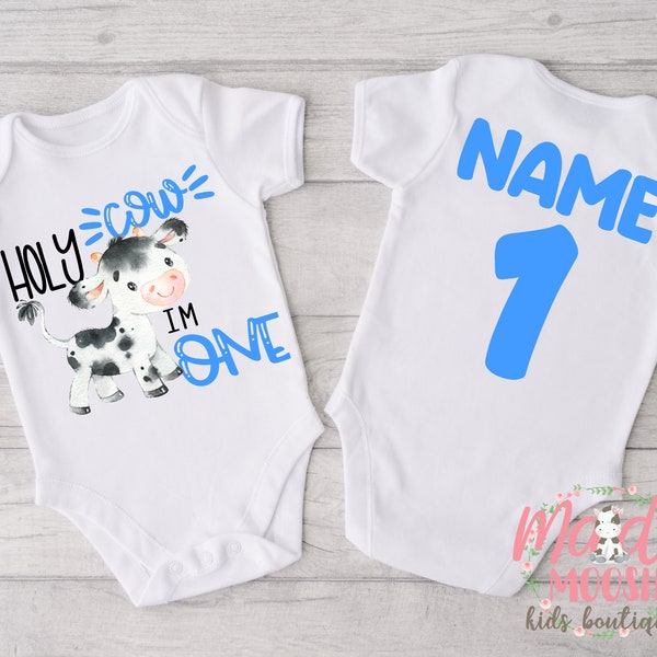 Holy Cow I'm One Onesies® | Birthday Onesie | Cow Birthday Onesie | Farm Birthday Onesie | 1st Birthday Onesie | First Birthday Onesie