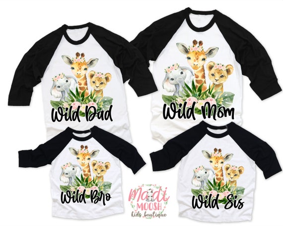 Black Baseball Tee With Giraffe Family Black Baseball Tee With Giraffe Family