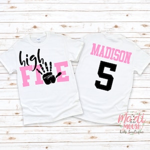 Girls High Five Birthday 5th Birthday Shirt | Fifth Birthday Shirt | Birthday Girl Shirt