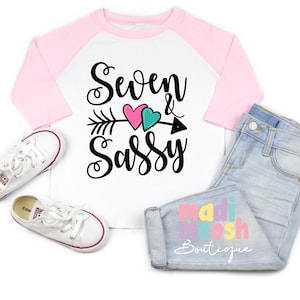 Seven And Sassy Girls 7th Birthday Shirt | 7th Birthday Shirt | Seventh Birthday T Shirt | 7th Birthday Outfit | Sassy Birthday