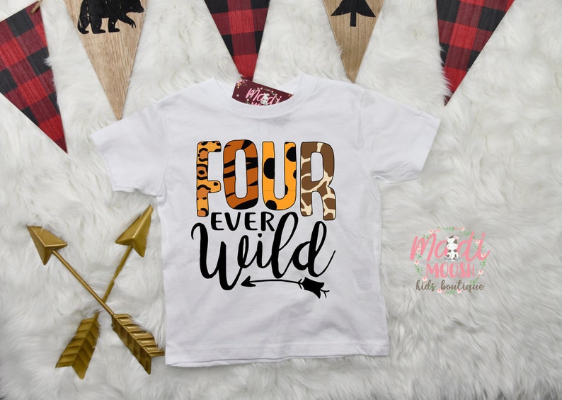 Download Four Ever Wild Birthday Shirt Boys Birthday Shirt 4th | Etsy