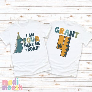 Kids I'm 4 Hear Me Roar 4th Birthday Dinosaur T-Shirt For Boys Kids I'm 4 Hear Me Roar 4th Birthday Dinosaur T-Shirt For Boys