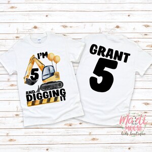 Excavator Birthday Shirt | Boys Construction Birthday Shirt | I&#39;m 4 And Digging It Birthday Shirt | Fourth Birthday Shirt