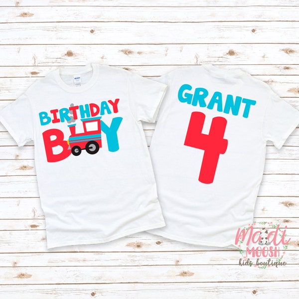 Boys Train Birthday Shirt | Boys Birthday Shirt | Any Age  Birthday Shirt | Choo Choo Train Birthday Shirt | Locomotive Birthday Boy Shirt