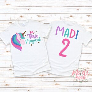 Unicorn Birthday Shirt | Girls Birthday Shirt | 2nd Birthday Shirt | Two Magical Years Birthday | Kids Birthday Shirt