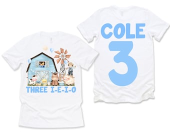 Boys Farm 3rd Birthday Shirt: Personalized Three I-E-I-O Tee