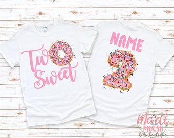 Two Sweet 2nd Birthday Shirt | Donut Birthday Shirt | Doughnut Birthday Pink Ragalan T Shirt | Second Birthday Shirt | Toddler Birthday
