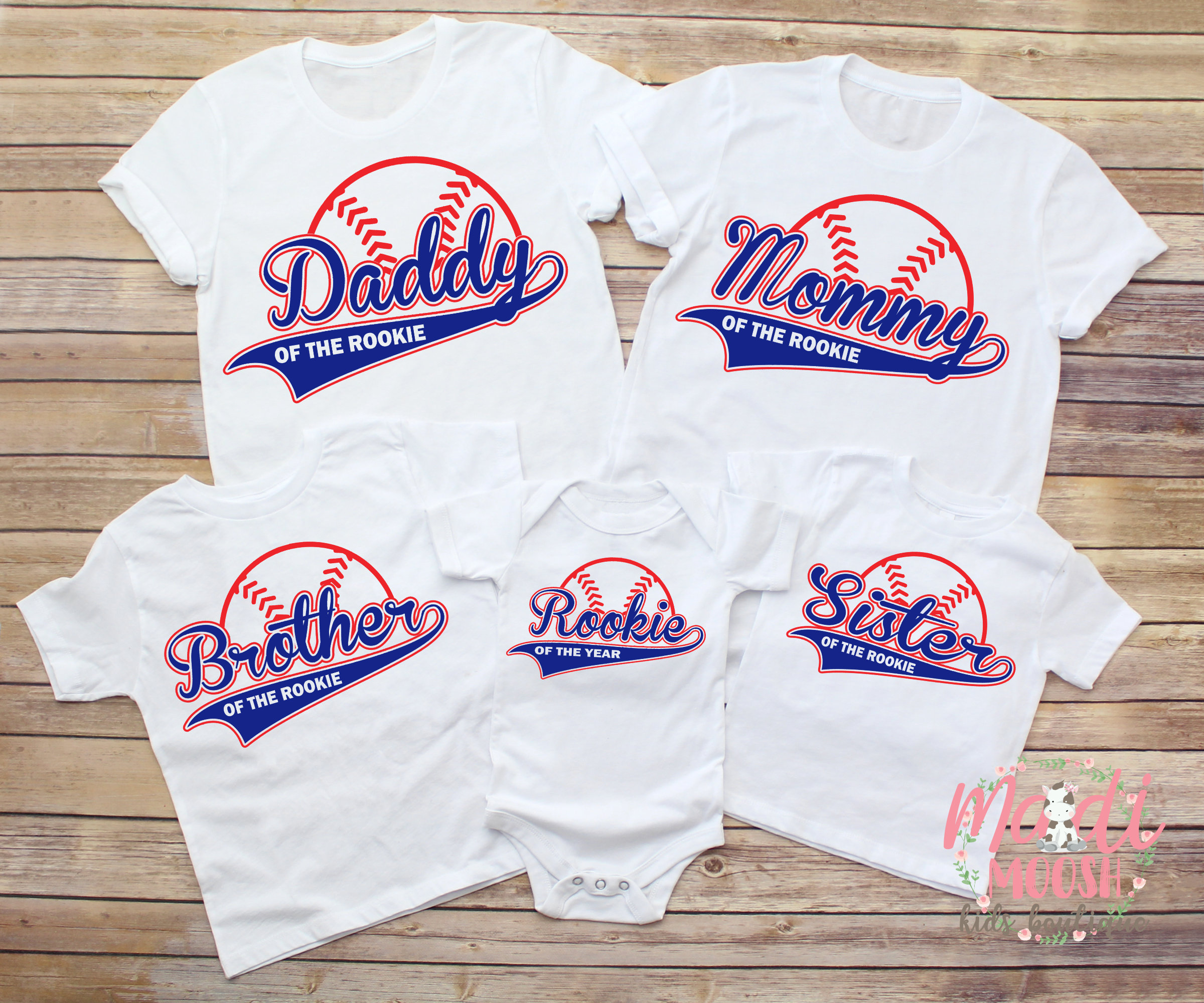 MadiMooshBoutique Family Rookie of The Year Birthday Shirts, Baseball Birthday Shirt, Rookie of The Year Birthday Shirt, Boy Birthday Shirt, Matching Birthday