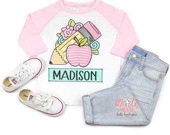 Girls School Shirt, Personalized School Shirt, Cute Girls School Shirt, First Day Of School Shirt, Custom School Shirt, Back To School Shirt