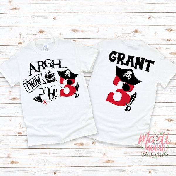 Pirate Birthday Shirt | 3rd Birthday Boy Birthday Shirt | Third Birthday Shirt | Boys Birthday Shirt| Pirate Ship Birthday Boy Shirt