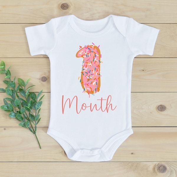 Monthly Donut Onesies® Bodysuit | Baby Milestone Onesie  | 1st through 12 Month Onesies | Baby Onesies | Donut Theme