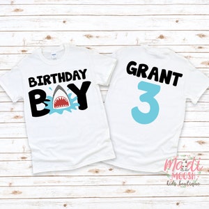 Personalized Boys Shark Theme Birthday Shirt | Birthday Boy Birthday Shirt | Any Age Birthday Shirt | Boys Birthday Shirt Beach Birthday