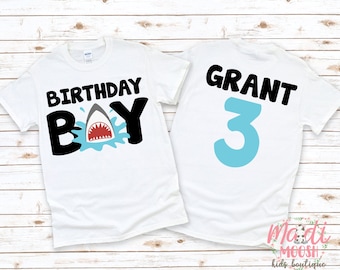 Personalized Boys Shark Theme Birthday Shirt Birthday Boy