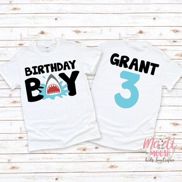 Shark Birthday Shirt | Birthday Boy Birthday Shirt | Any Age Birthday Shirt | Custom Boys Birthday Shirt | Summer Beach Birthday Shirt