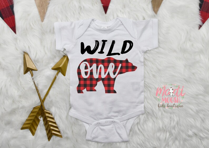 Baby Onesie Baby Boy Onesie Baby Boy Bodysuit Baby Bear Gift 1st Birthday Outfit Baby Bear Bodysuit Wild One Onesie \u00ae